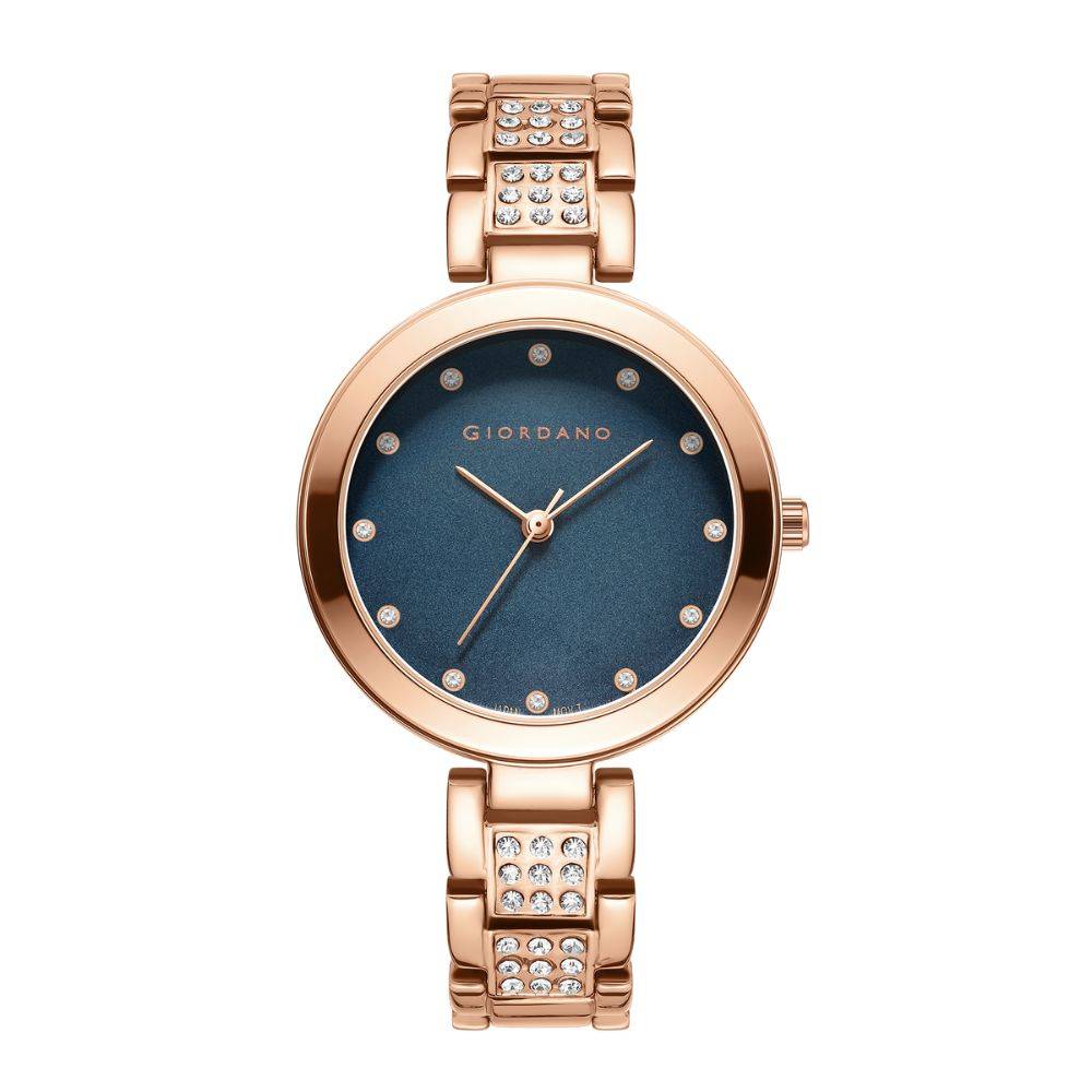 Giordano Eleganza Collection Analog Watch For Women With Crystal-Studded Strap & Diamond Indices - A2037 : A2037-44
