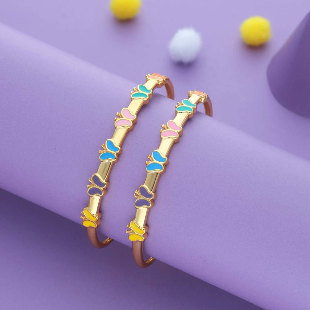 Golden Flutter 18K Gold Polish Silver Kid Bangle (0Â5 Yr) : KBL-3-P