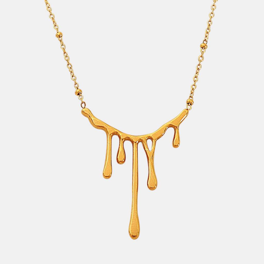 18K Gold Plated Waterproof, Anti-Tarnish Melting  Drip Pendant Necklace : AOU0125PN29G