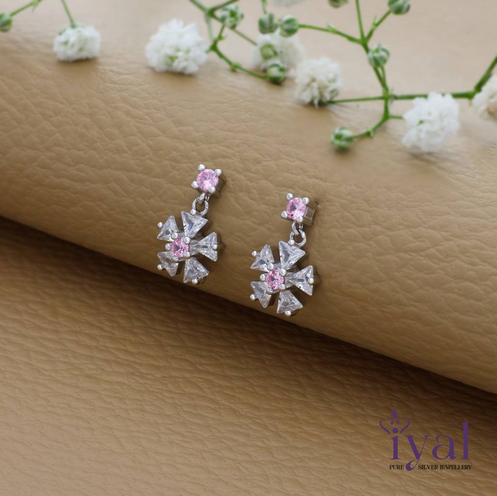 Snow Flake Shine 925 Silver Drop Earrings : ED-20