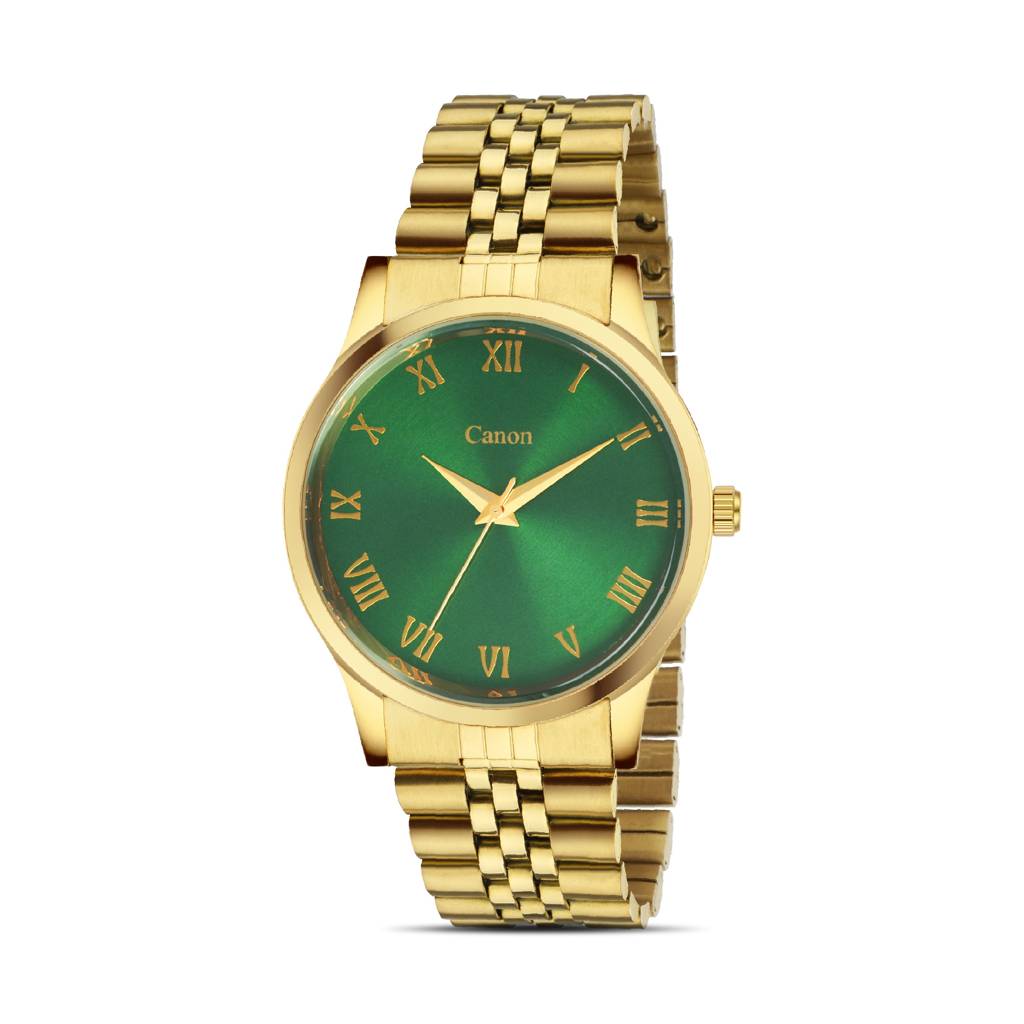 Luxury Golden & Green Couple Watch With Roman Numerals Cn-485 : CN-485