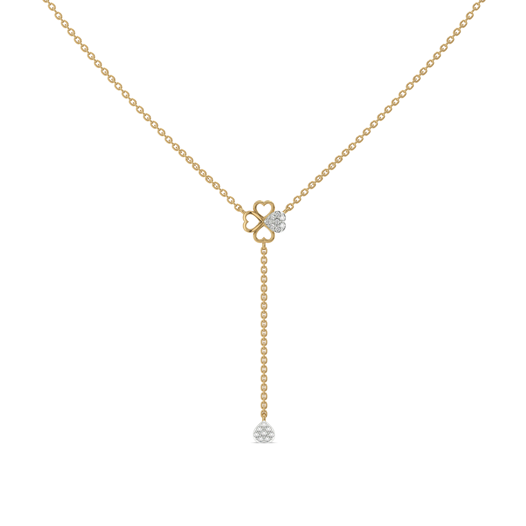 Four Leaf Cascade - Lab Diamond Lariat Necklace : LLNK0119