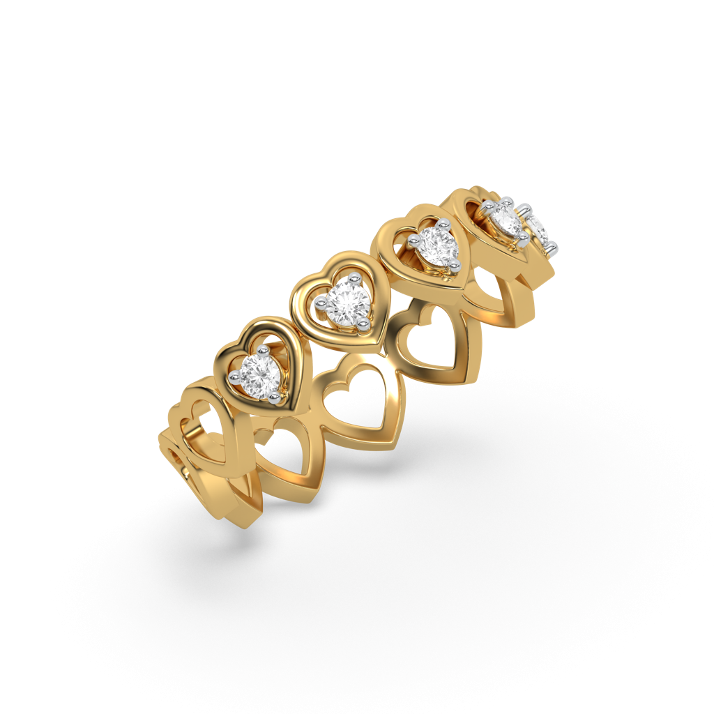 Heart-Shaped Lab Diamond Band Ring Heart-Shaped Lab Diamond