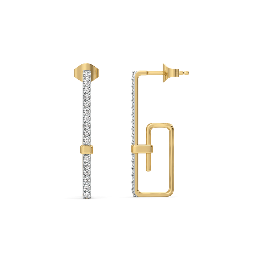 Paper Clip - Lab Diamond Hoop Earrings : LLER0155