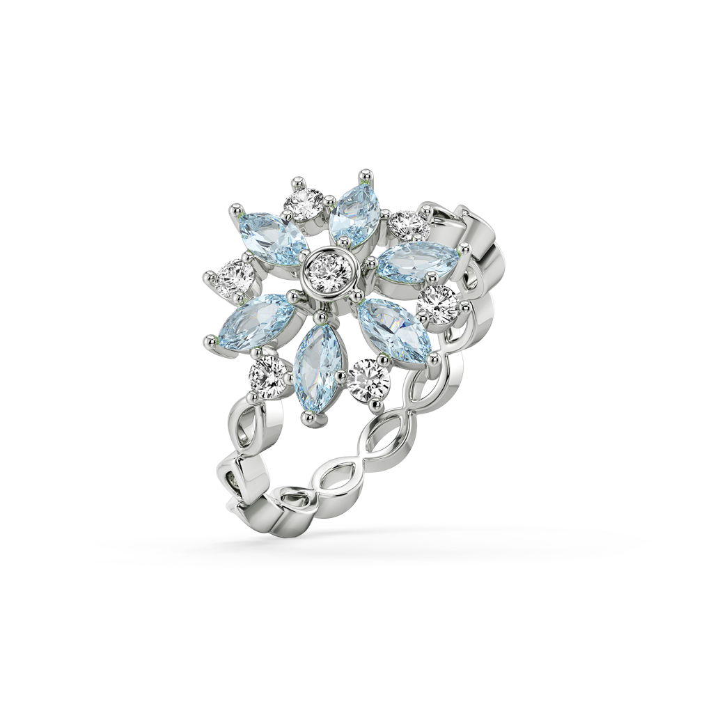 Frosted Flare Snowflake - Lab Diamond Fashion Ring : LLRG0107