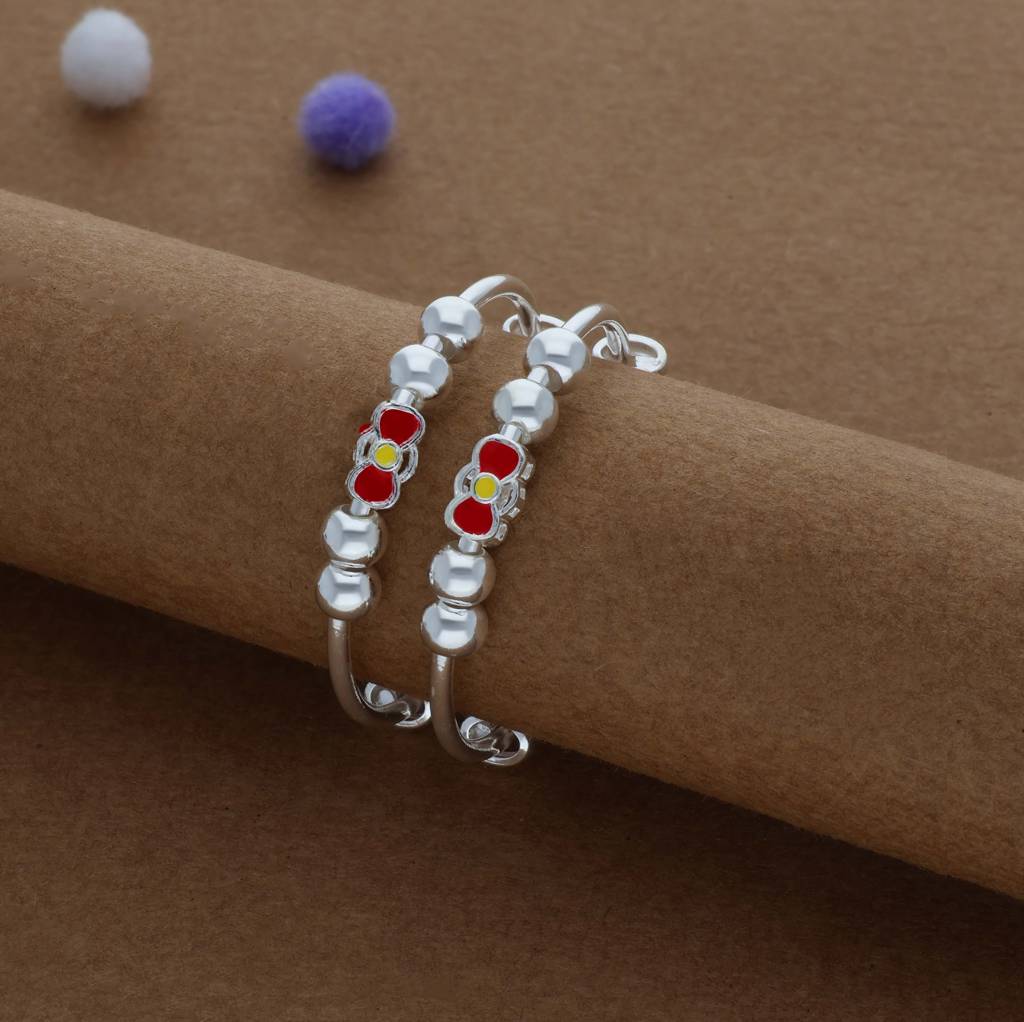 Iyal Lovepop Silver Kid Bangles (0-5 Yrs) | 999 Hallmark