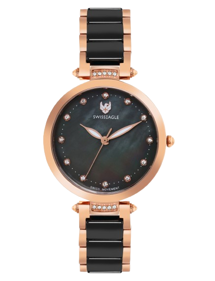 Swiss Eagle Premium Women Swiss-Made Quartz Movement - 3 Hand Mechanism Wrist Watch -Se-9177 : SE-9177-11A