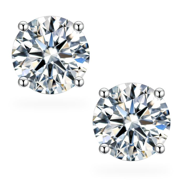 1 -2 Ct Solitaire Round Cut Moissanite Stud Earrings D/Vvs1 : Snowflake_earring_1ct