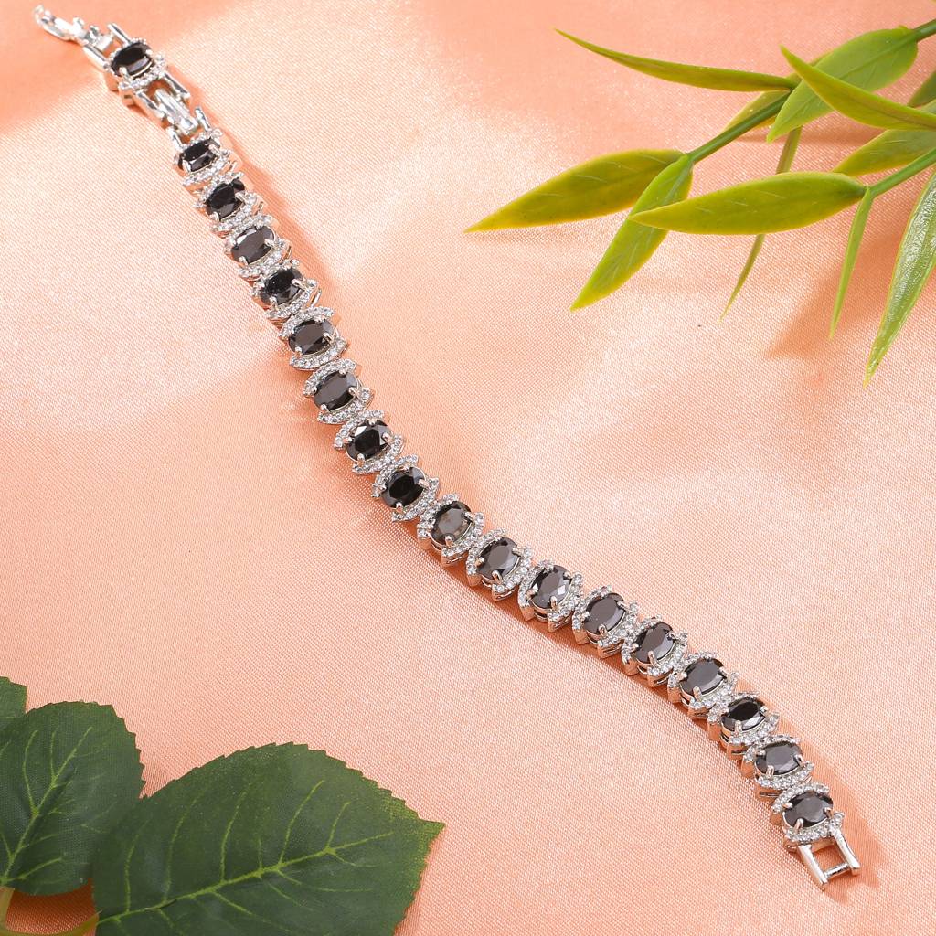 Estele Rhodium Plated Cz Stunning Bracelet With Stones For Women : AD-055-IR-BKBR