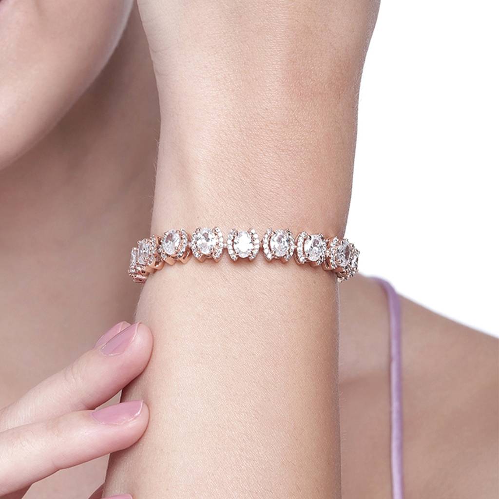 Estele Rhodium Plated Cz Stunning Bracelet With Stones For Women : AD-055-RG-WEBR