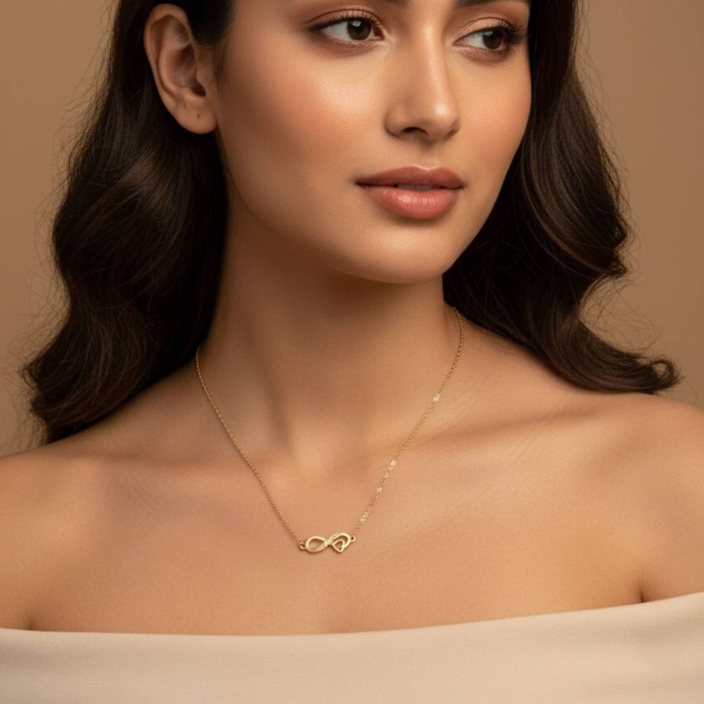 18K Gold Plated Infinity Heart Zircon Necklace : RJFSPN40