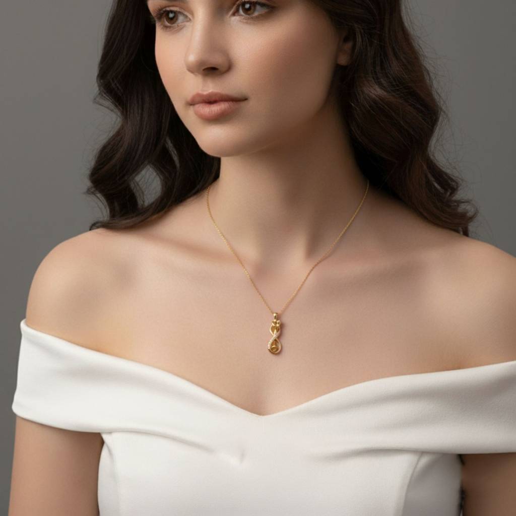 18K Gold Plated Infinity Family Pendant Necklace : RJFSPN33