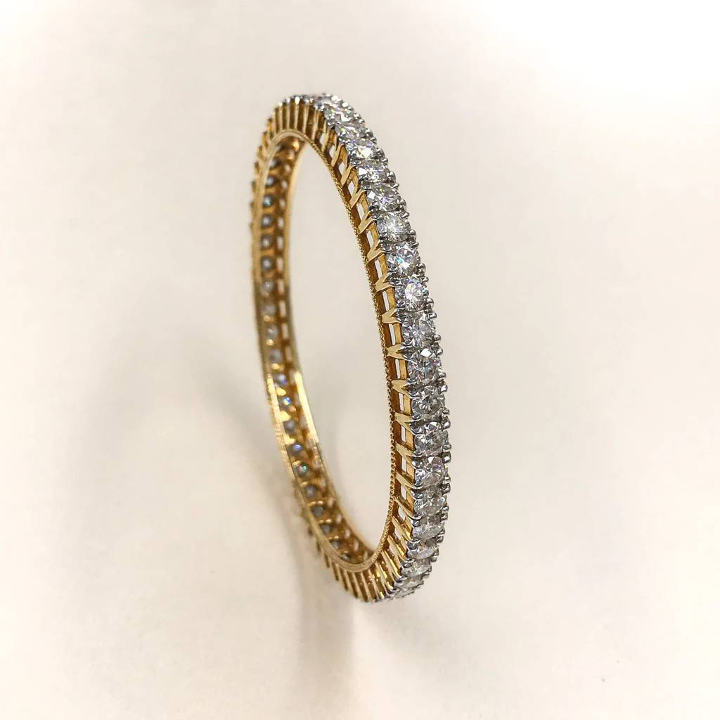Gold Finish 20 Pointer Solitaire Diamond Bangles Jodi ( Pair Of Two Bangles ) : 1008121