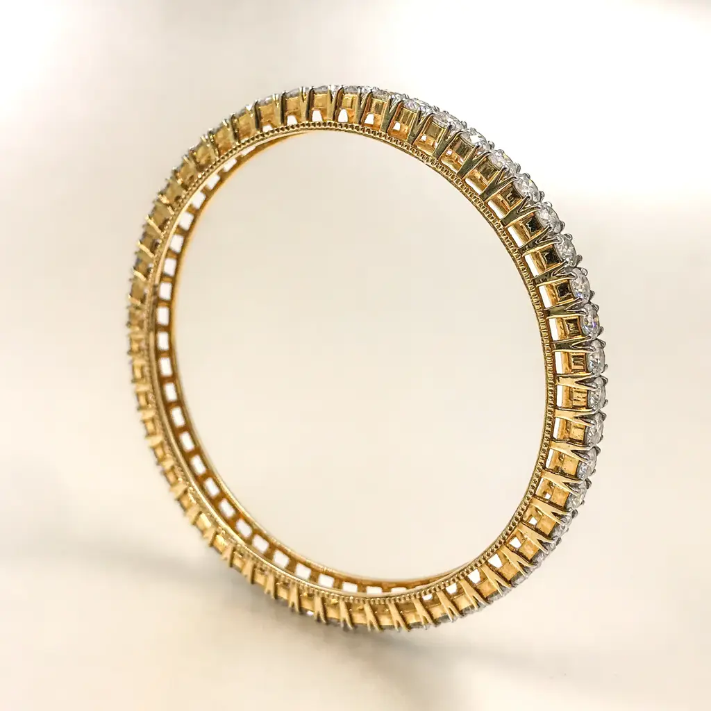 Gold Finish 20 Pointer Solitaire Diamond Bangles Jodi ( Pair Of Two Bangles ) : 1008121