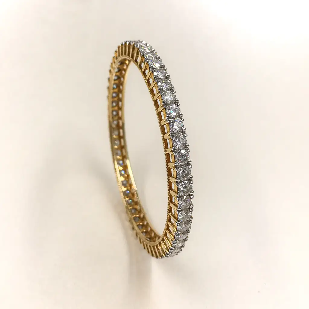 Gold Finish 20 Pointer Solitaire Diamond Bangles Jodi ( Pair Of Two Bangles ) : 1008121