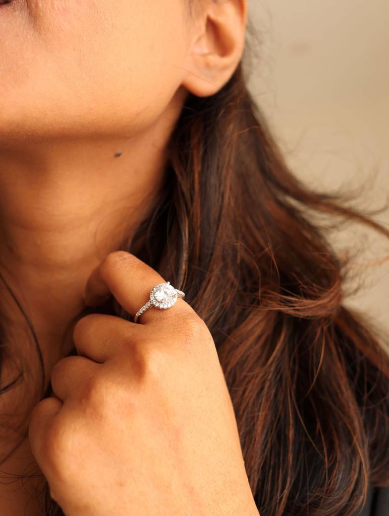 Adjustable American Diamond 1.5 Carat Solitaire Camy Anti Tarnish Ring ( Fits All Sizes ) : 100822