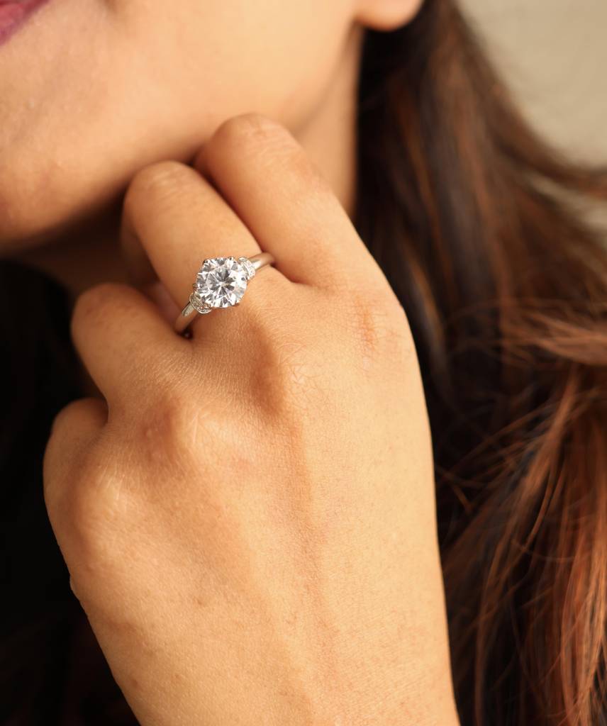 Adjustable American Diamond 1.75 Carat Solitaire Mia Anti Tarnish Ring ( Fits All Sizes ) : 100825