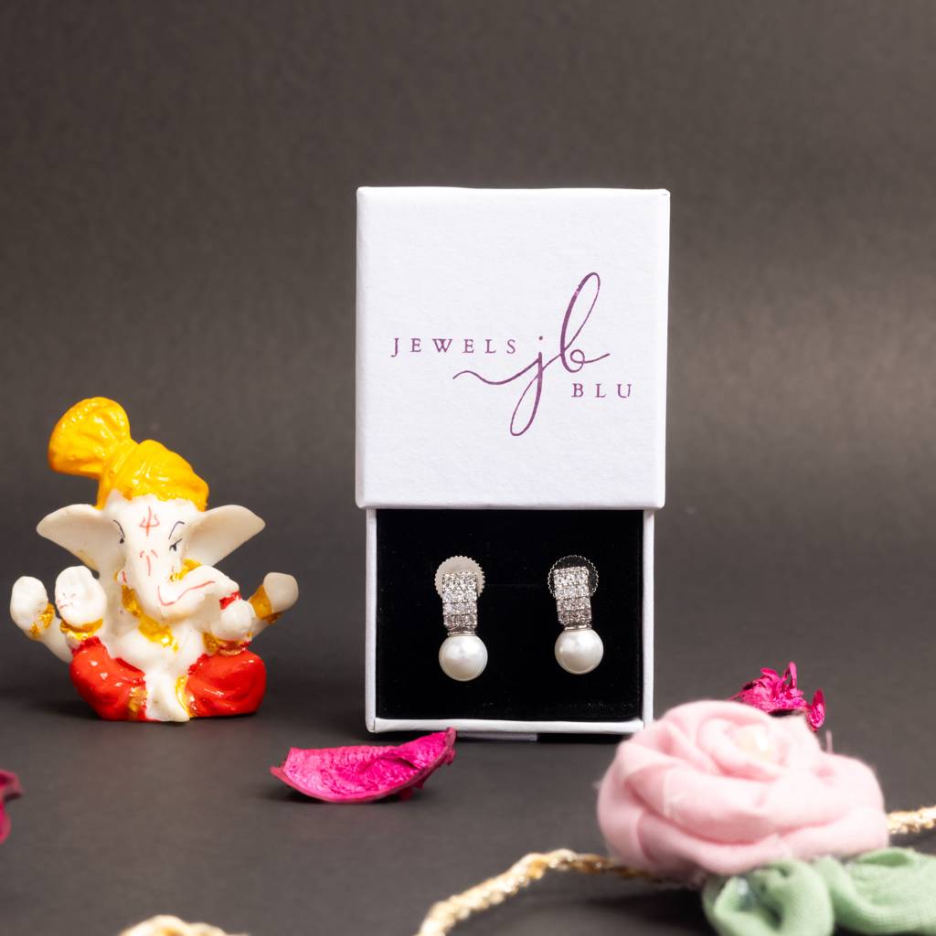 Fresh Water Pearl Aamara American Diamond Studs : 100854