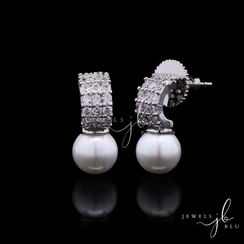 Fresh Water Pearl Aamara American Diamond Studs : 100854