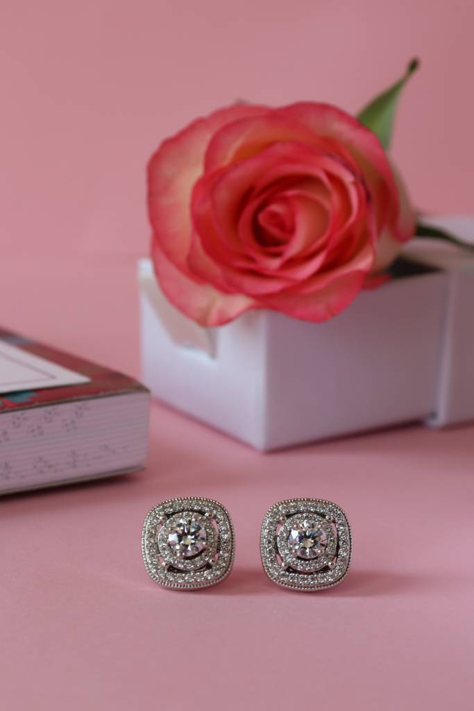 Sombre Clustre Zirconia Stud Earrings With Removable Outer Jacket : 100876