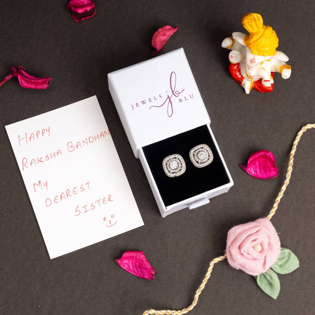 Sombre Clustre Zirconia Stud Earrings With Removable Outer Jacket : 100876