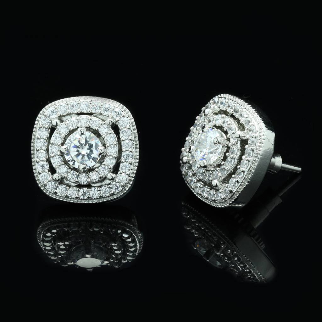 Sombre Clustre Zirconia Stud Earrings With Removable Outer Jacket : 100876