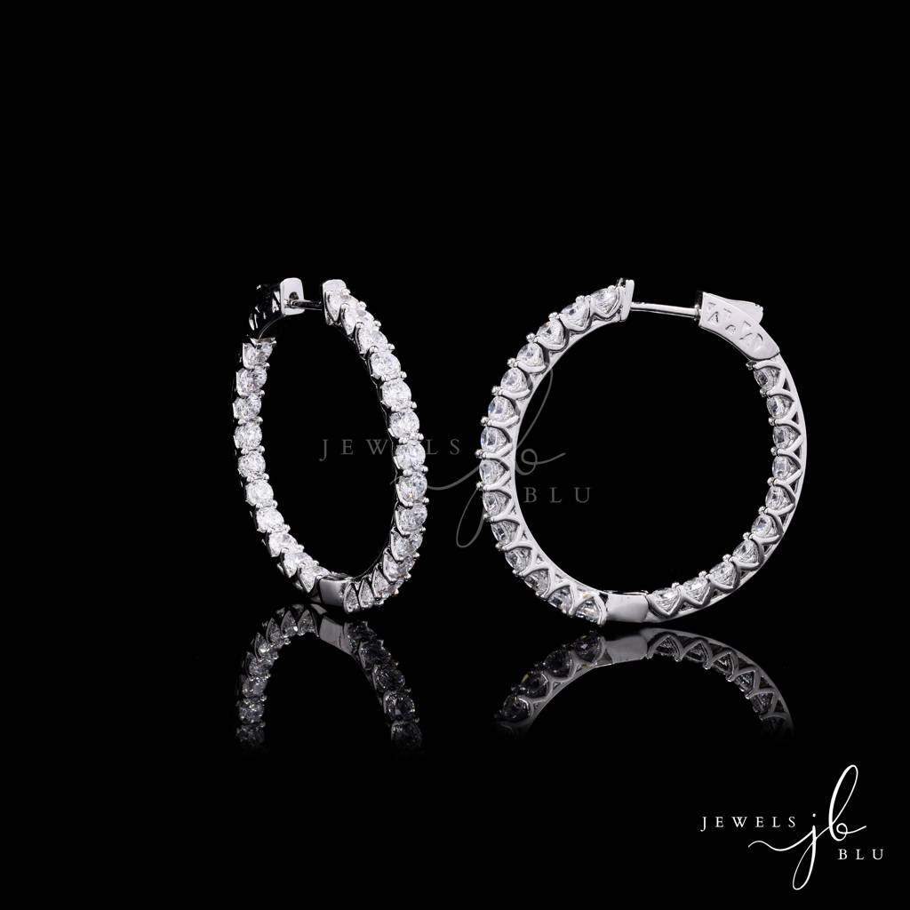 Classic Round American Diamond Hoops : 100914