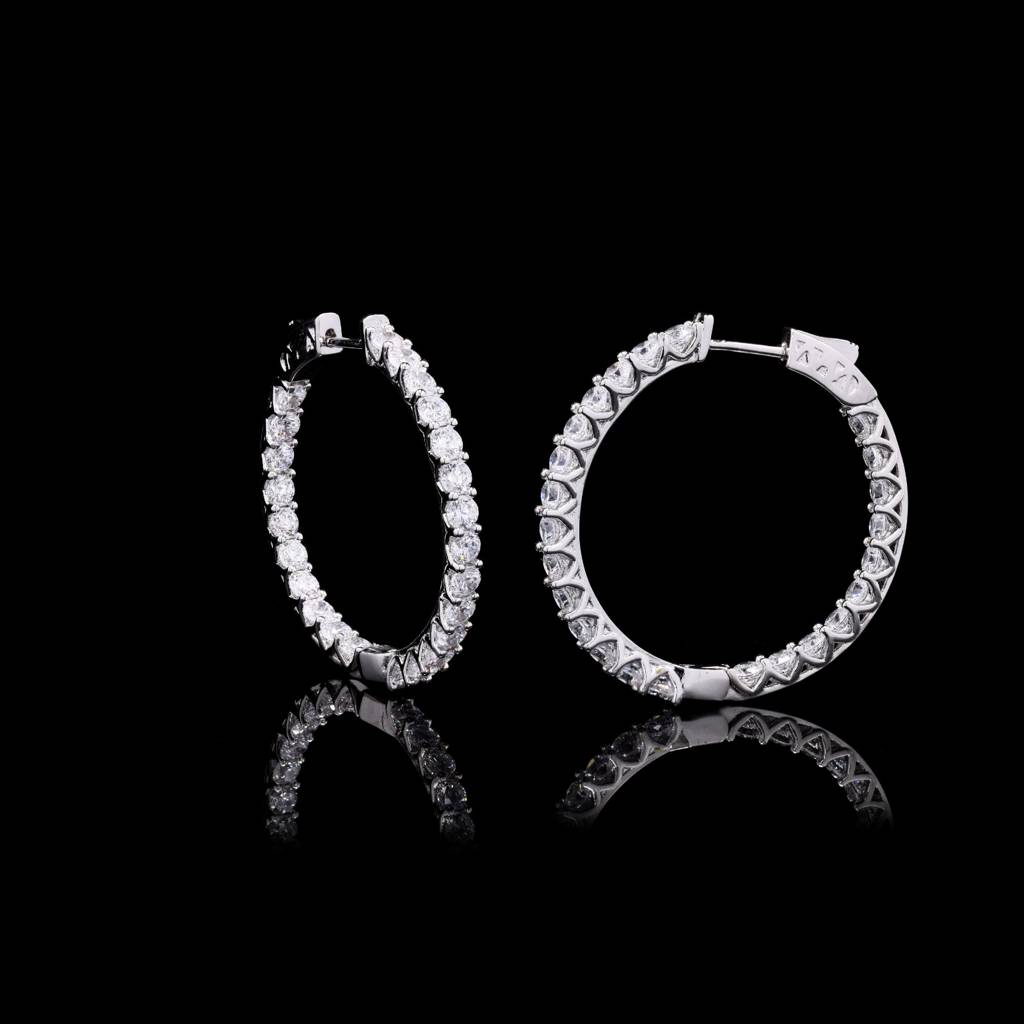 Classic Round American Diamond Hoops : 100914