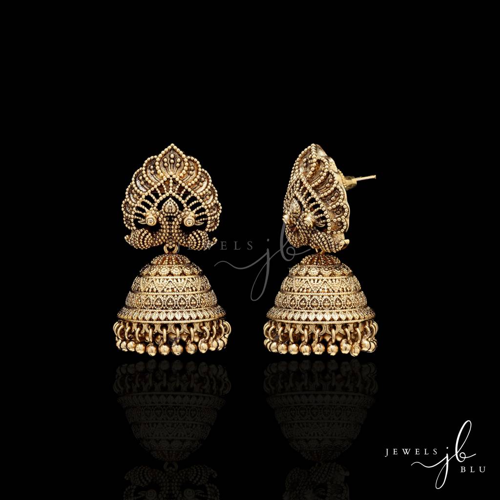 Festive Exclusive Gold Finish Nirmaya Jhumki Earrings : 100943