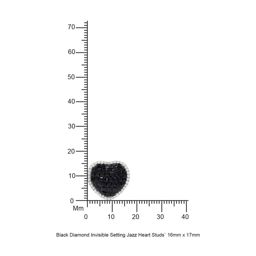 Black Diamond Invisible Setting Jazz Heart Studs : 100981