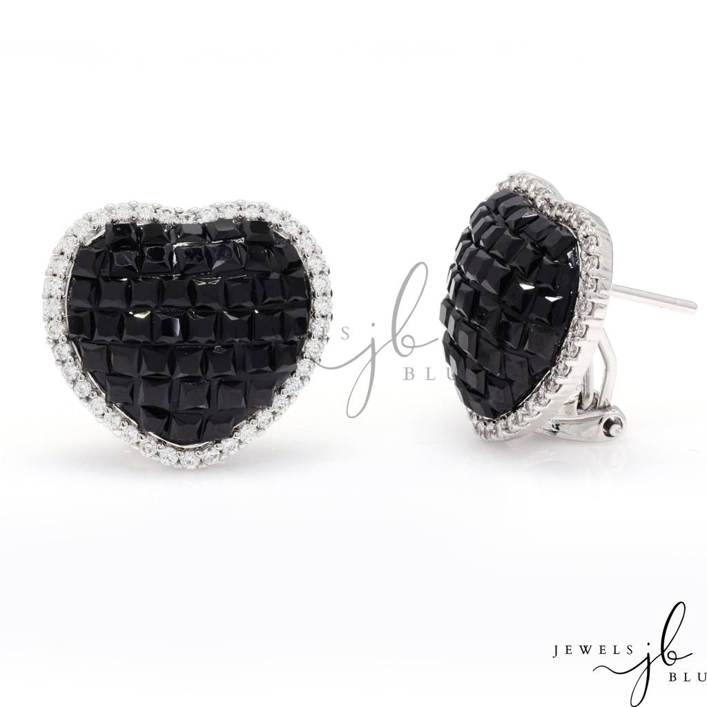Black Diamond Invisible Setting Jazz Heart Studs : 100981