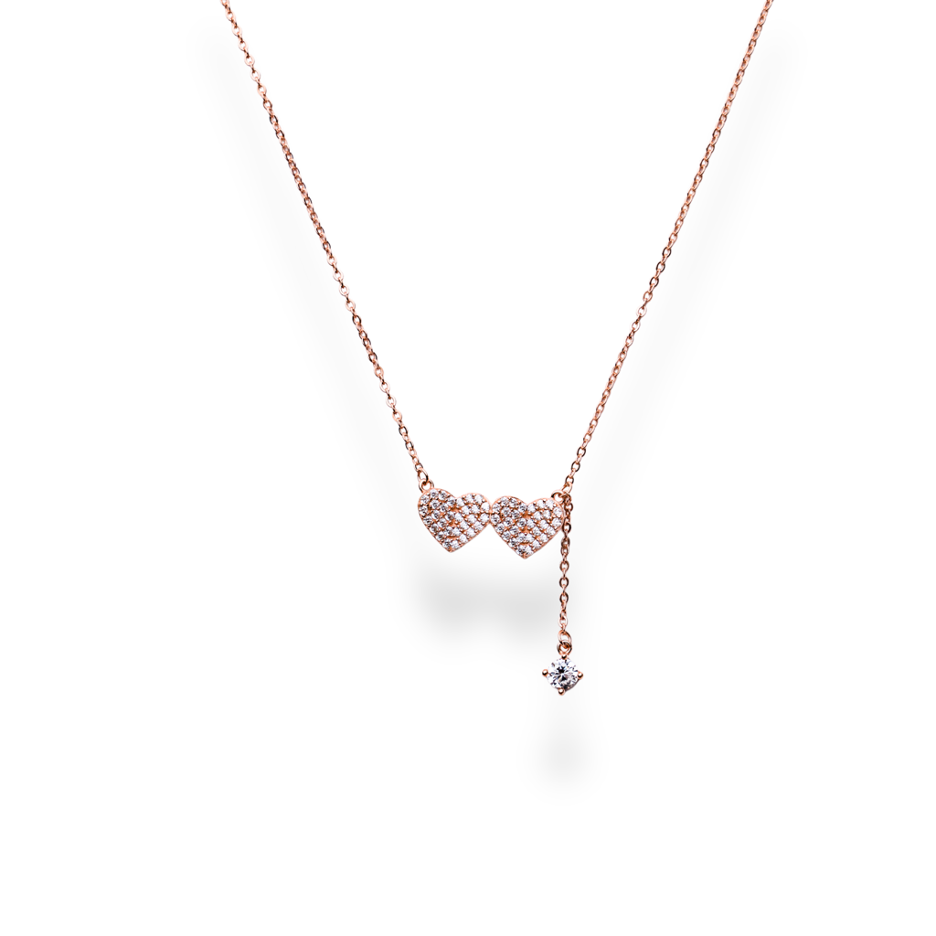 Double Tap: 925 Sterling Silver Heart Shaped Necklace For Women : 1009NK