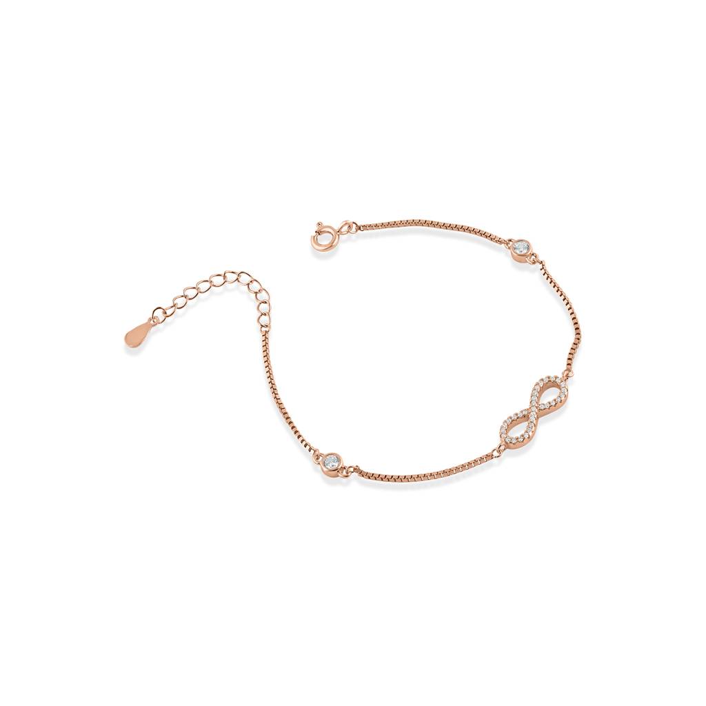 925 Sterling Silver Rose Gold Cz Infinity Symbol Bracelet : RJSPBR24