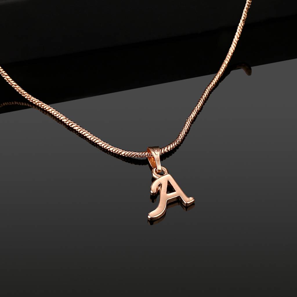 Estele Valentine Gift - Rose Gold Plated Initial A Letter Pendant For Women : 1010-A-RGPENDANT