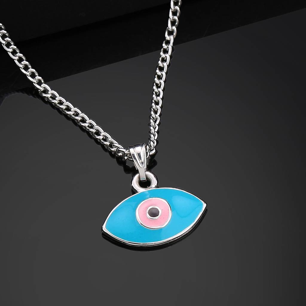 Estele Rhodium Plated Turquoise Blue Enamelled Evil Eye Charm Pendant For Girl'S & Women'S : 1012-IR-PNTQPENDANT