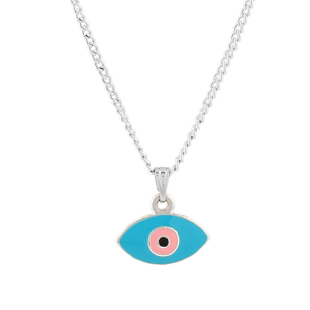 Estele Rhodium Plated Turquoise Blue Enamelled Evil Eye Charm Pendant For Girl'S & Women'S : 1012-IR-PNTQPENDANT