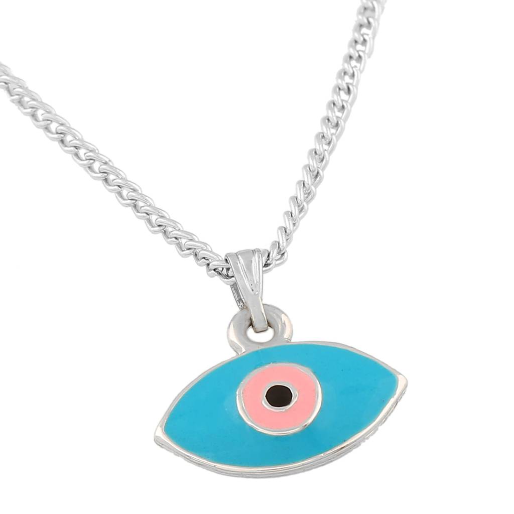 Estele Rhodium Plated Turquoise Blue Enamelled Evil Eye Charm Pendant For Girl'S & Women'S : 1012-IR-PNTQPENDANT