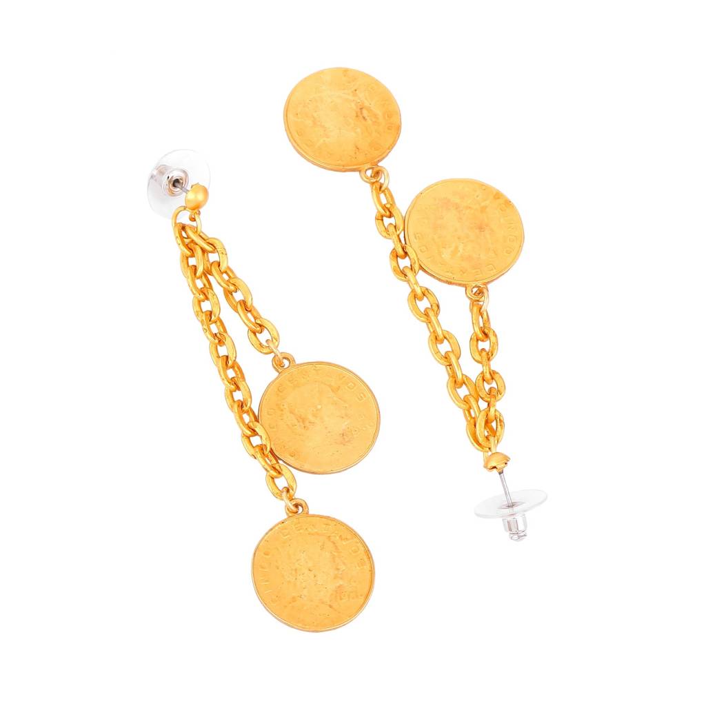 Estele Gold Plated Coin Charm Designer Necklace Set For Women : 10157-IGNKER