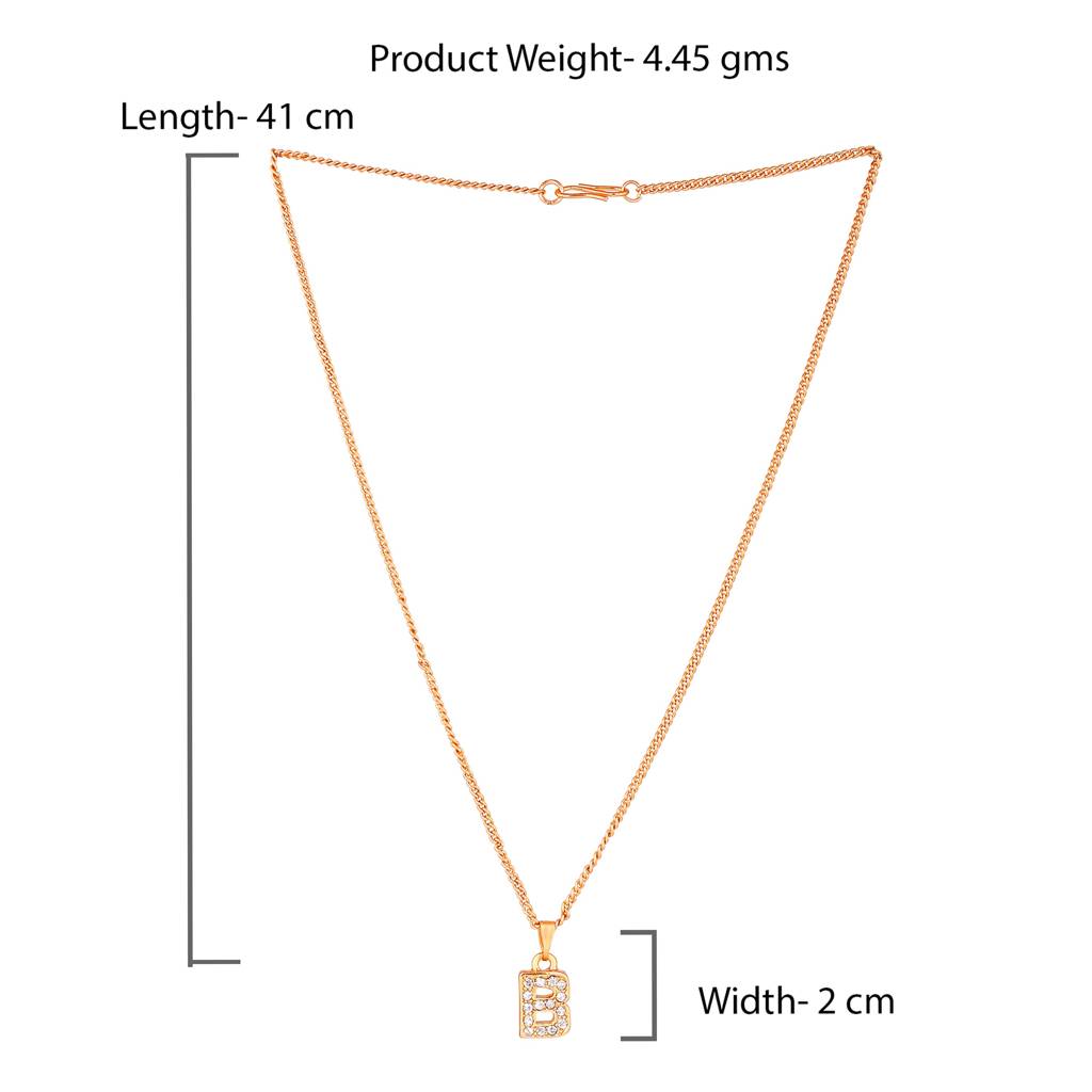 Estele Rose Gold Plated Premium Bijou Letter Pendant With Crystals For Girl'S & Women : 1017-RG-BPENDANT