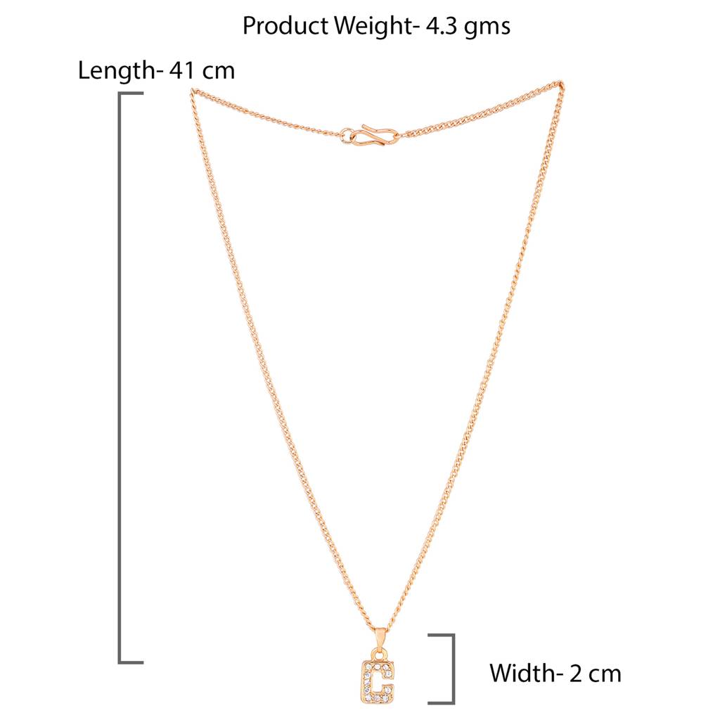 Estele Rosegold Plated Small & Elegant 'C' Letter Pendant With Crystals For Girl'S & Women : 1017-RG-CPENDANT