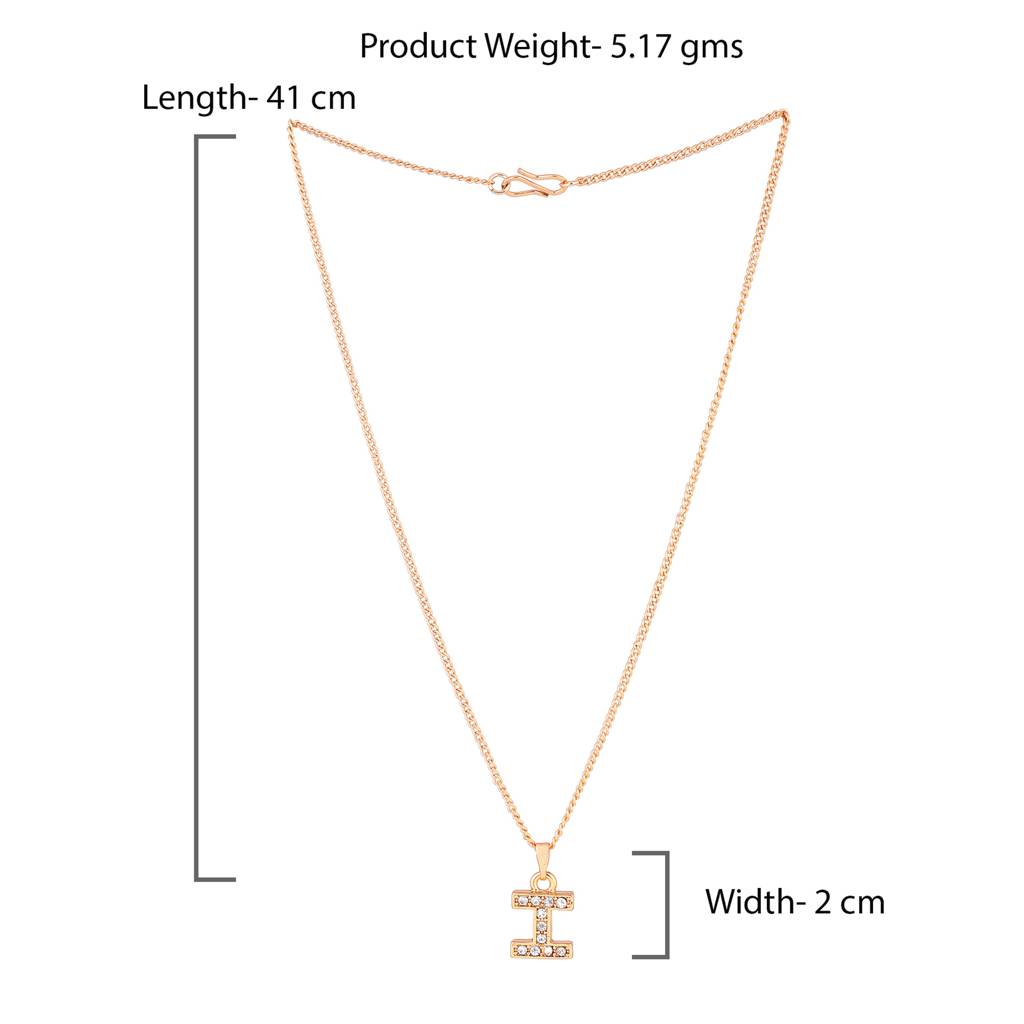 Estele Rosegold Plated Small & Trendy 'I' Letter Pendant With Crystals For Girl'S & Women : 1017-RG-IPENDANT
