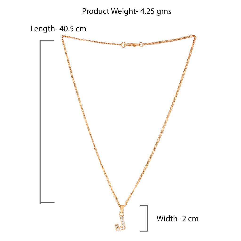 Estele Rosegold Plated Small & Trendy 'J' Letter Pendant With Crystals For Girl'S & Women : 1017-RG-JPENDANT