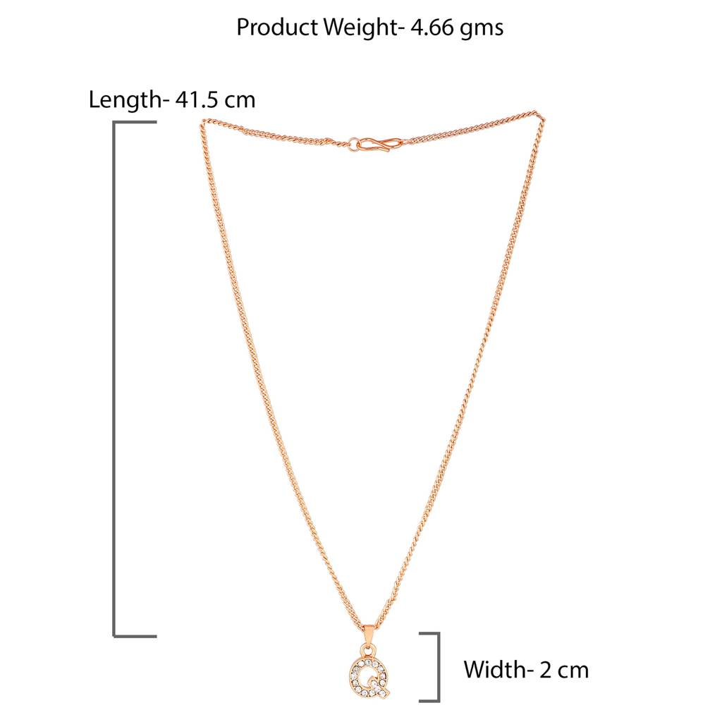 Estele Rose Gold Plated Premium Bijou Letter Pendant With Crystals For Girl'S & Women : 1017-RG-QPENDANT