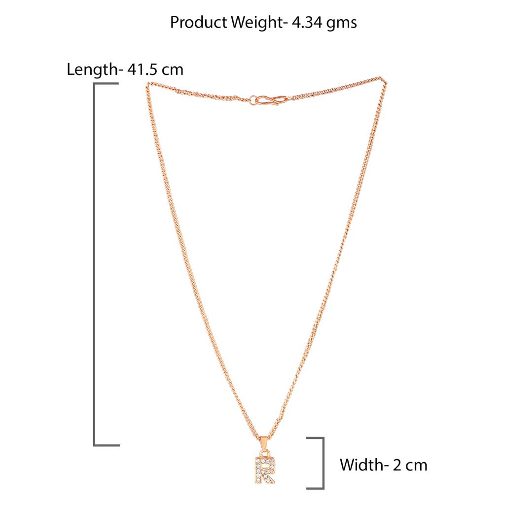 Estele Rose Gold Plated Premium Bijou Letter Pendant With Crystals For Girl'S & Women : 1017-RG-RPENDANT
