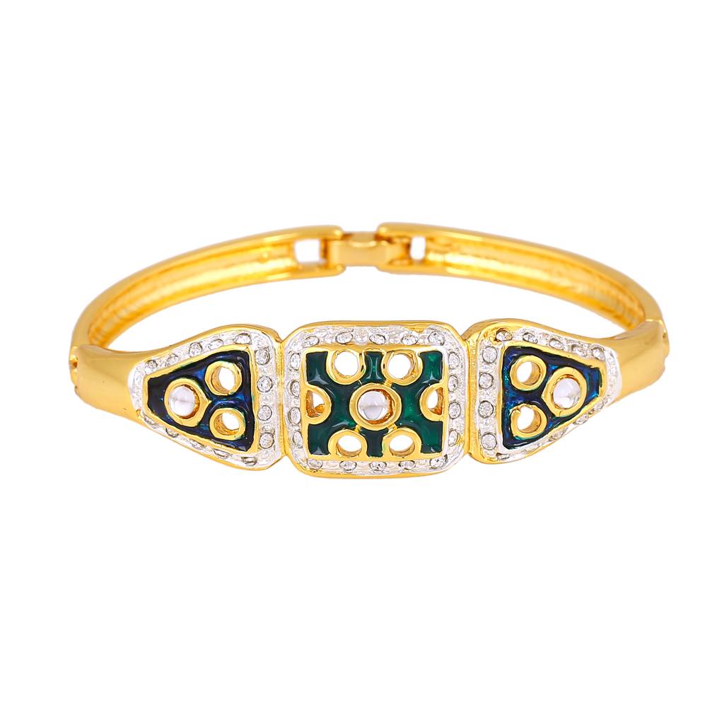 Estele Gold Plated Floral Meenakari Designer Bracelet With Kundan For Women : 101706BR