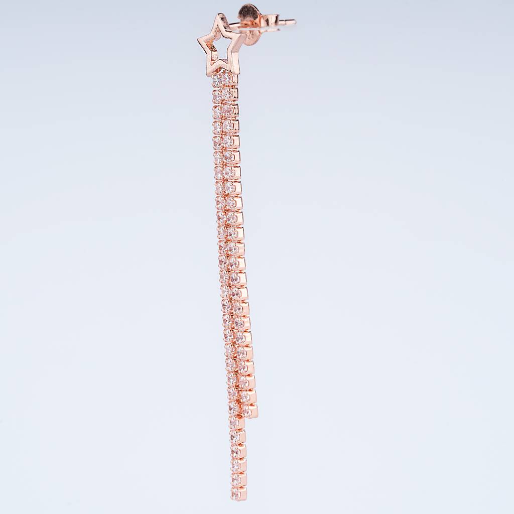 925 Pure Silver Rose Gold Drop And Dangle Earrings-Twp1102 : TWP1102