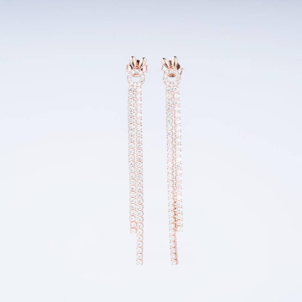 925 Pure Silver Rose Gold Earrings-Twp1050 : TWP1050