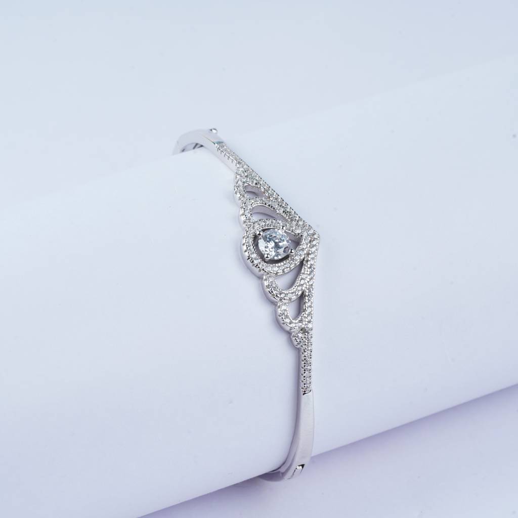 925 Pure Silver Crown Shaped Bracelet | Princess Crown Bangle Bracelet For Women : BR1008