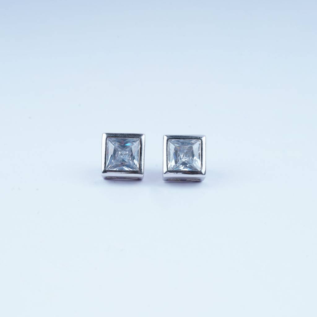 929 Pure Silver Square Zircon Stud Earrings : TWP10205MM