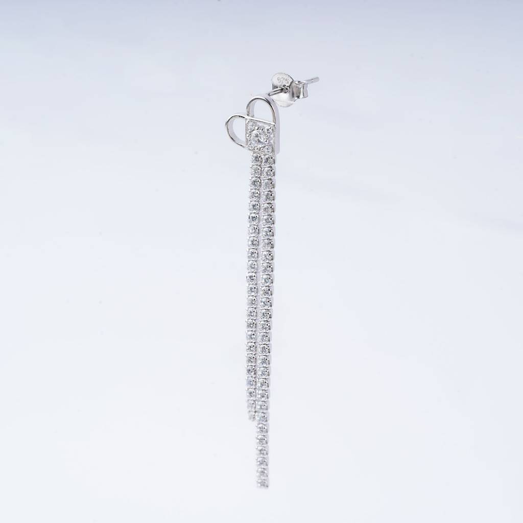 925 Pure Silver Long Earrings | Tennis Drop Earrings Fancy Long Earrings Drop : TWP1056